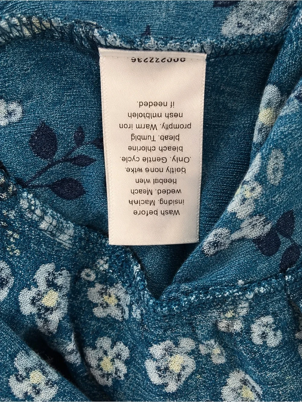 Sonoma Blue Floral Peasant Dress 0X 12W/14W Boho Rayon